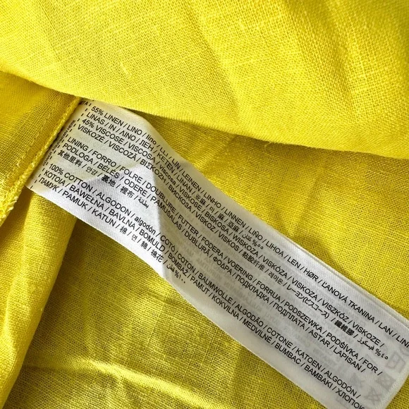 Mango Ruffled Linen blend Yellow Tiered Skirt, NWT women’s large, elastic waist - Picture 5 of 8